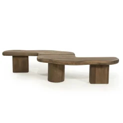 Organische Salontafel Yuo Mangohout - Lichtbruin - Loft24.nl