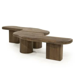 Organische Salontafel Yuo Mangohout - Lichtbruin - Loft24.nl