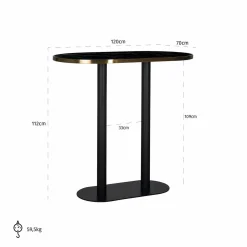 Ovale Bartafel Zenza 105 cm hoog - Zwart - Loft24.nl