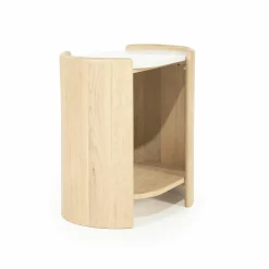 Ovale Bijzettafel Don Marmer en eikenhout 50 x 35cm - Loft24.nl