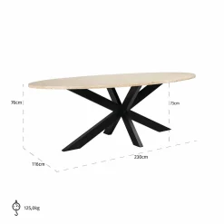 Ovale eettafel Avalon 230 x 115 cm - Travertin - Loft24.nl