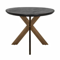 Ovale Eettafel Blackbone 230 x 100 cm met geborsteld gouden spinpoot - Zwart - Loft24.nl