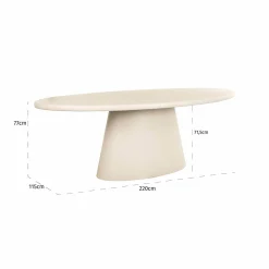 Ovale Eettafel Clayton 220 x 115cm - Beige - Loft24.nl