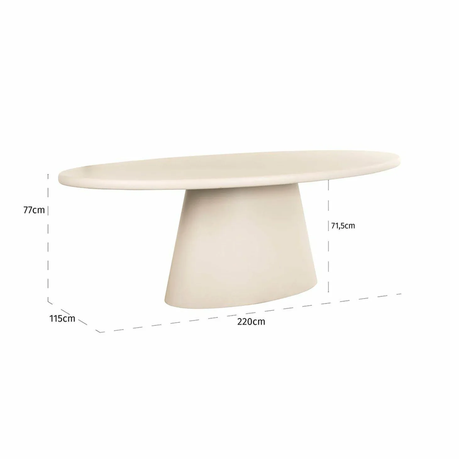 Ovale Eettafel Clayton 220 x 115cm - Beige - Loft24.nl