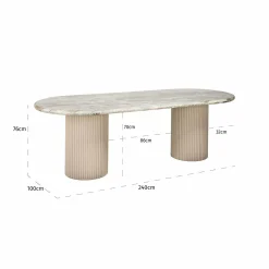 Ovale Eettafel Coronel Marmer 240 x 100 cm Beige - Loft24.nl