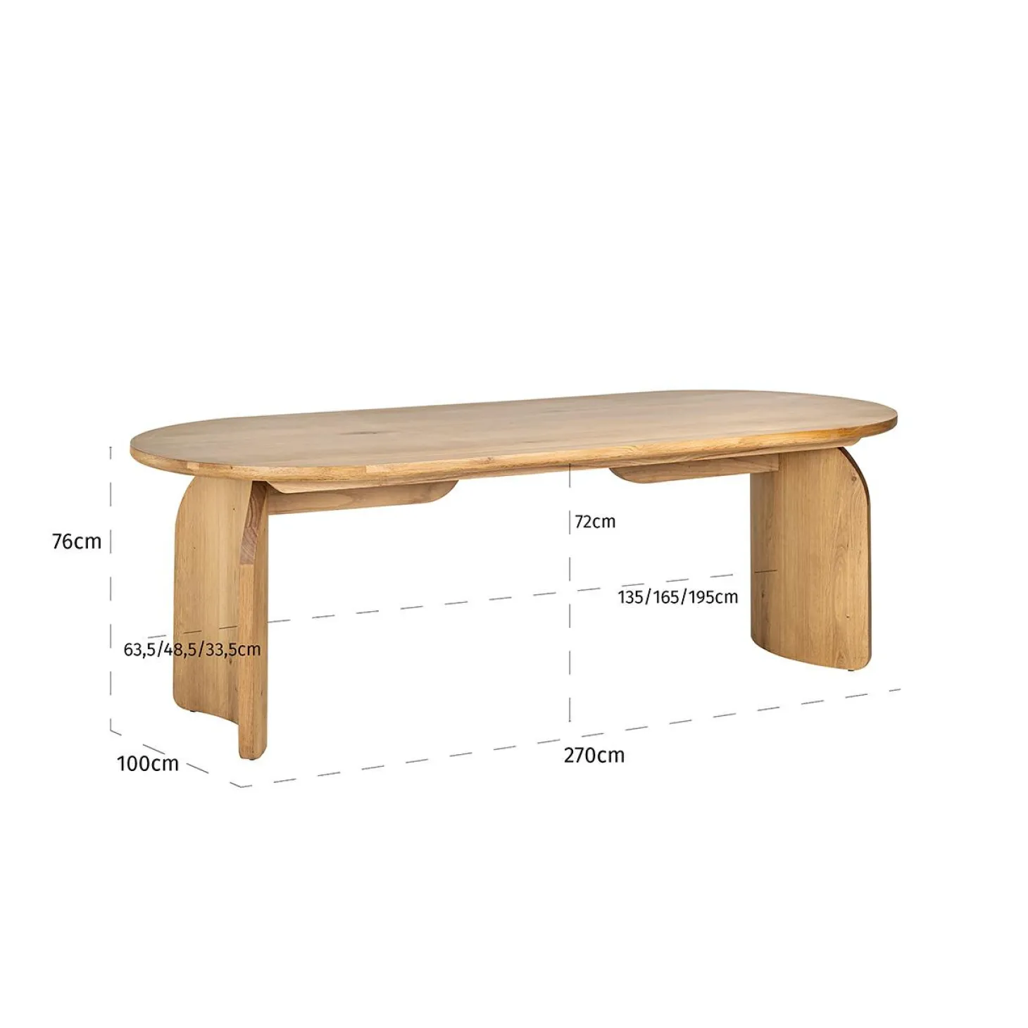 Ovale Eettafel Fairmont Eiken 270 x 100 cm - Naturel - Loft24.nl