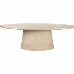 Ovale Eettafel Fictus Faux Travertine 240 x 120 cm - Beige - Loft24.nl