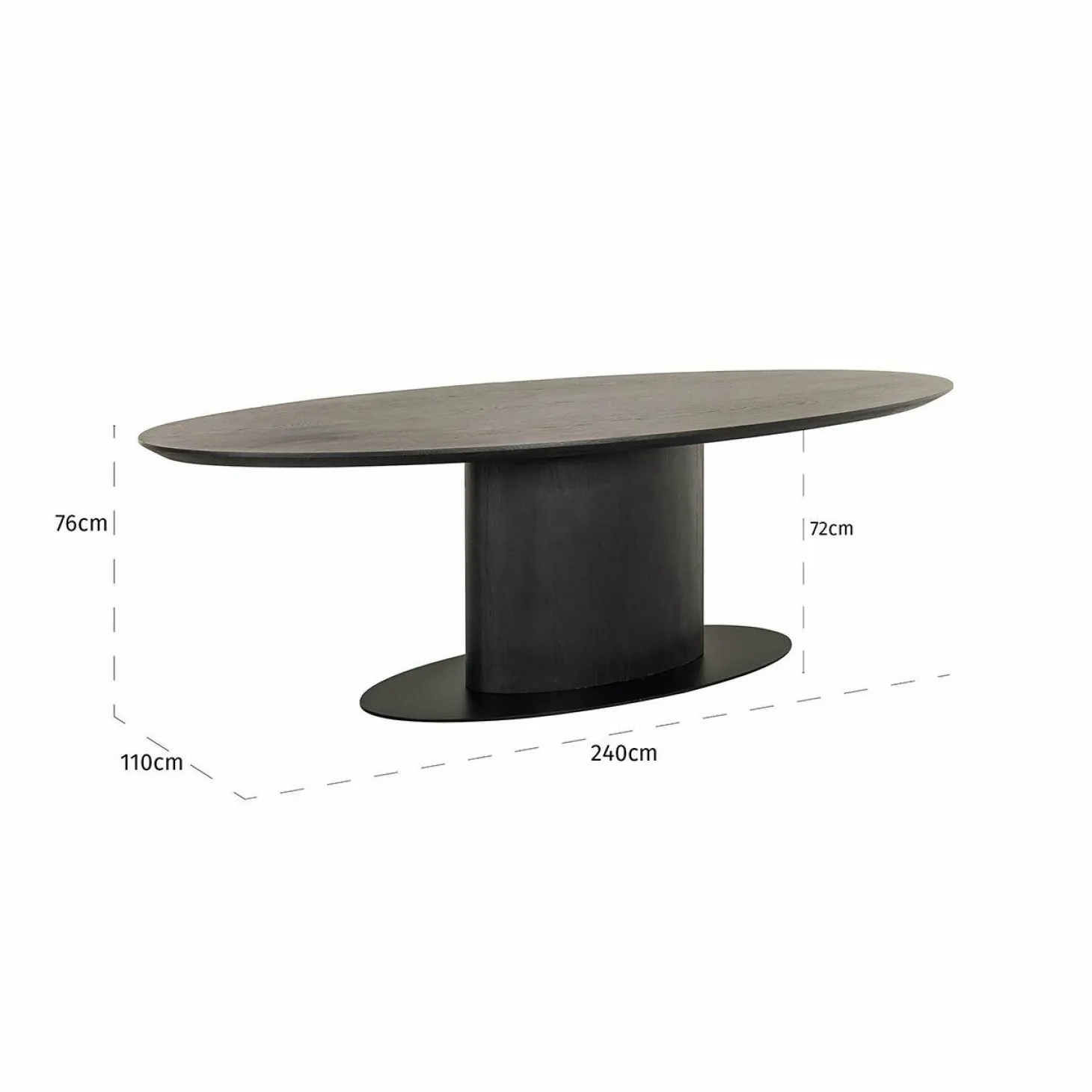 Ovale Eettafel Gordon Eiken 240 x 110 cm - Dark Coffee - Loft24.nl