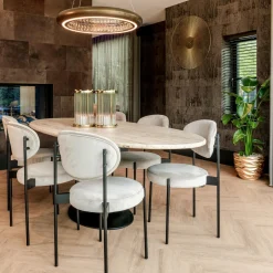 Ovale Eettafel Hampton 230 x 100 cm - Travertin - Loft24.nl