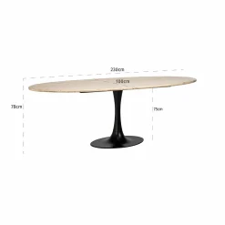 Ovale Eettafel Hampton 230 x 100 cm - Travertin - Loft24.nl