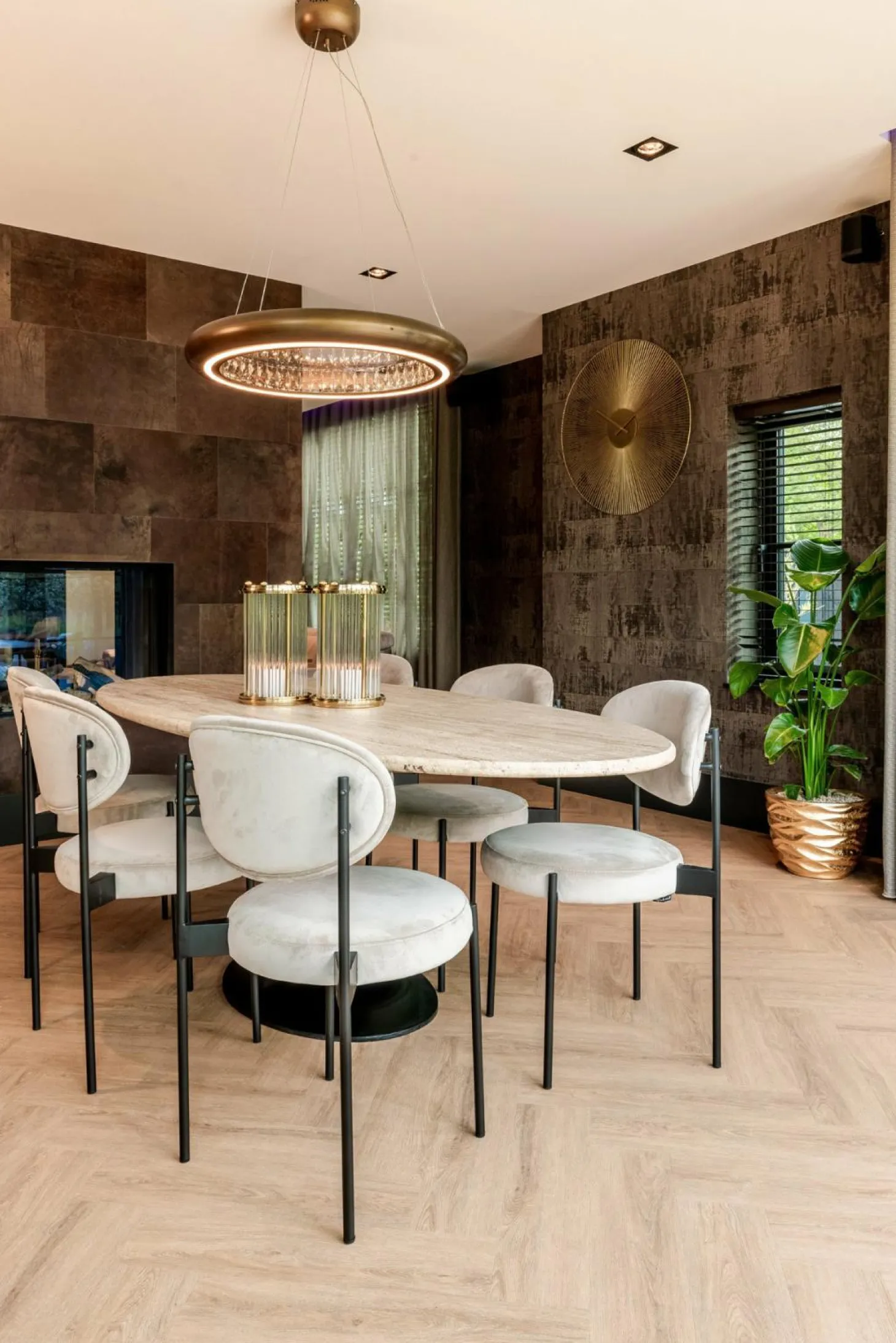 Ovale Eettafel Hampton 230 x 100 cm - Travertin - Loft24.nl