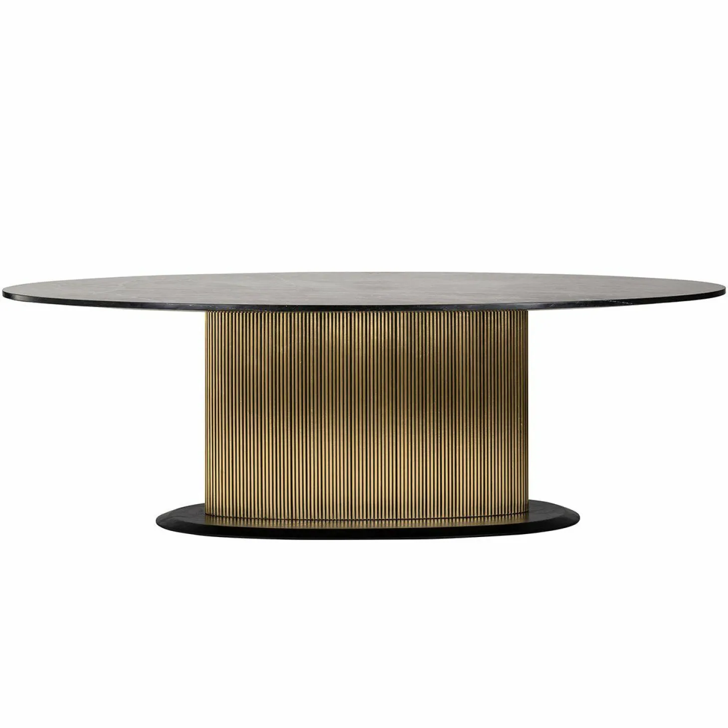 Ovale Eettafel Ironville 235 x 110cm Marmer - Zwart - Loft24.nl