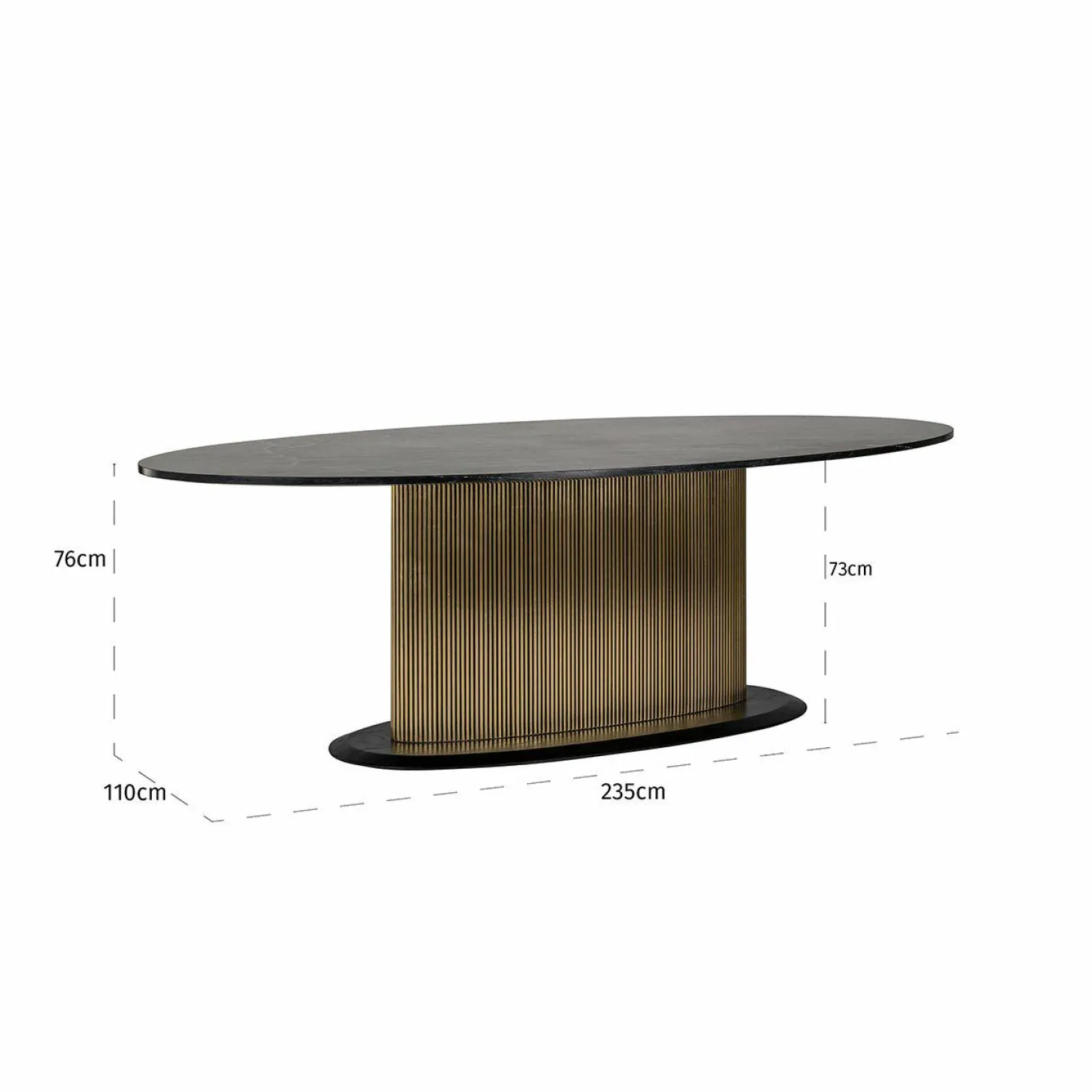 Ovale Eettafel Ironville 235 x 110cm Marmer - Zwart - Loft24.nl