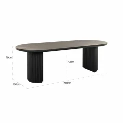 Ovale Eettafel Kingston Eiken 240 x 100 cm - Dark Coffee - Loft24.nl