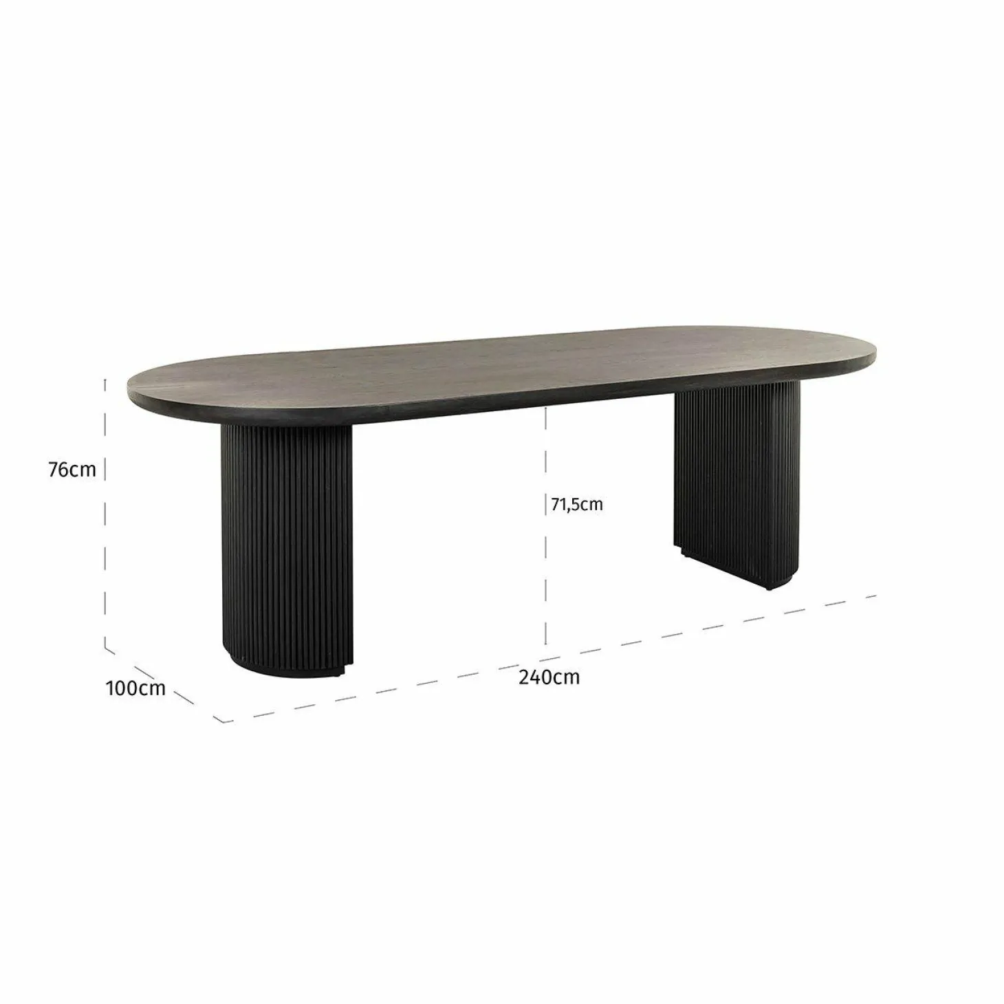Ovale Eettafel Kingston Eiken 240 x 100 cm - Dark Coffee - Loft24.nl