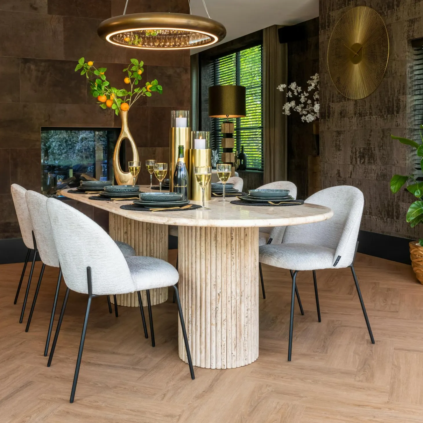 Ovale Eettafel La Cantera 240 x 110 cm - Travertin - Loft24.nl