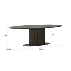 Ovale Eettafel Luxor 300 x 120 cm - Bruin - Loft24.nl