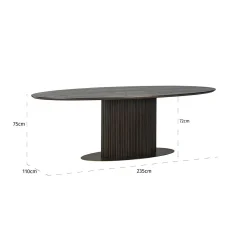 Ovale Eettafel Luxor 235 x 110 cm - Bruin - Loft24.nl