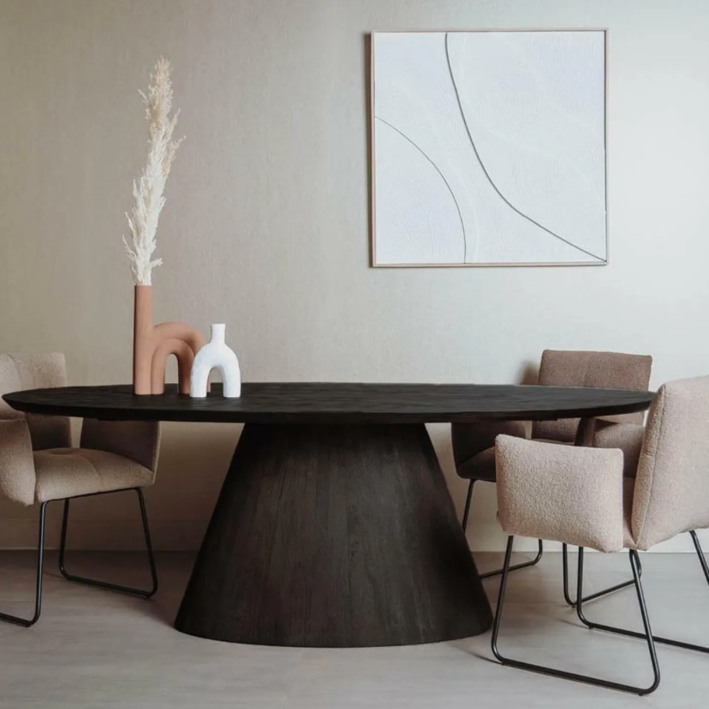 Ovale Eettafel Premana Mangohout Zwart - 240cm - Loft24.nl