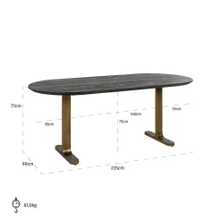 Ovale Eettafel Revelin 235 x 90 cm - Mangohout - Loft24.nl