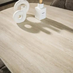Ovale Eettafel Romano Keramiek in Travertin-look 215 x 105cm - Loft24.nl