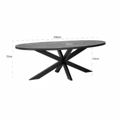 Ovale Eettafel Scotch 230 x 100 cm steenfineer - Zwart - Loft24.nl