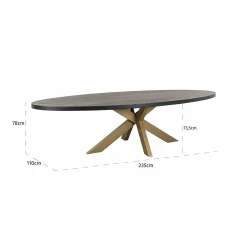 Ovale Eettafel Watson 235 x 110 cm met gouden spinpoot - Loft24.nl
