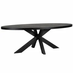 Ovale Eettafel Watson 235 x 110 cm met spinpoot - Zwart - Loft24.nl