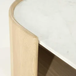 Ovale Salontafel Don Marmer en eikenhout 110 x 60cm - Loft24.nl