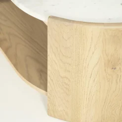 Ovale Salontafel Don Marmer en eikenhout 110 x 60cm - Loft24.nl