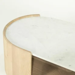 Ovale Salontafel Don Marmer en eikenhout 110 x 60cm - Loft24.nl