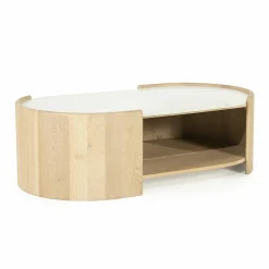 Ovale Salontafel Don Marmer en eikenhout 110 x 60cm - Loft24.nl