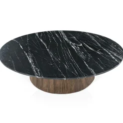 Ovale Salontafel Maxim Mangohout en Marmer 120 x 70 cm - Loft24.nl