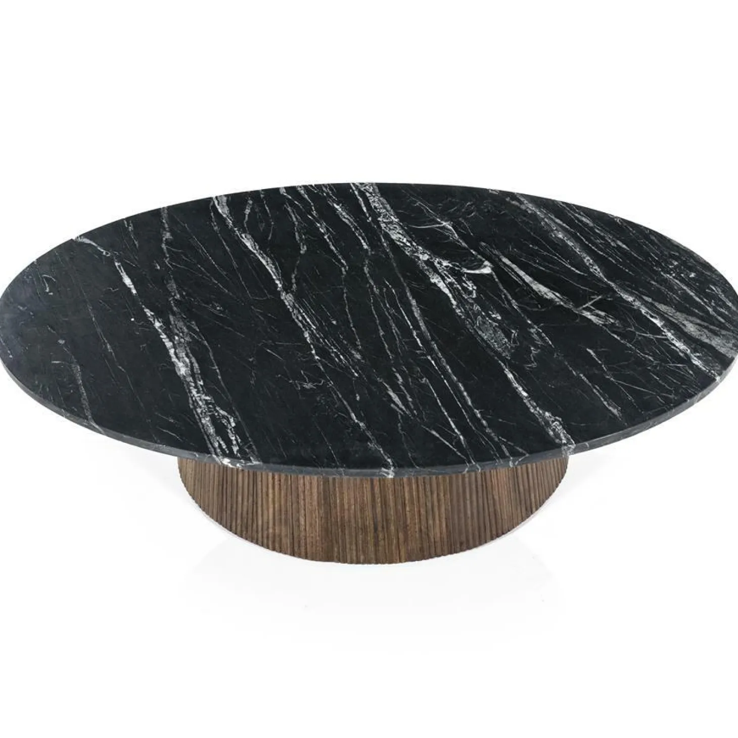 Ovale Salontafel Maxim Mangohout en Marmer 120 x 70 cm - Loft24.nl