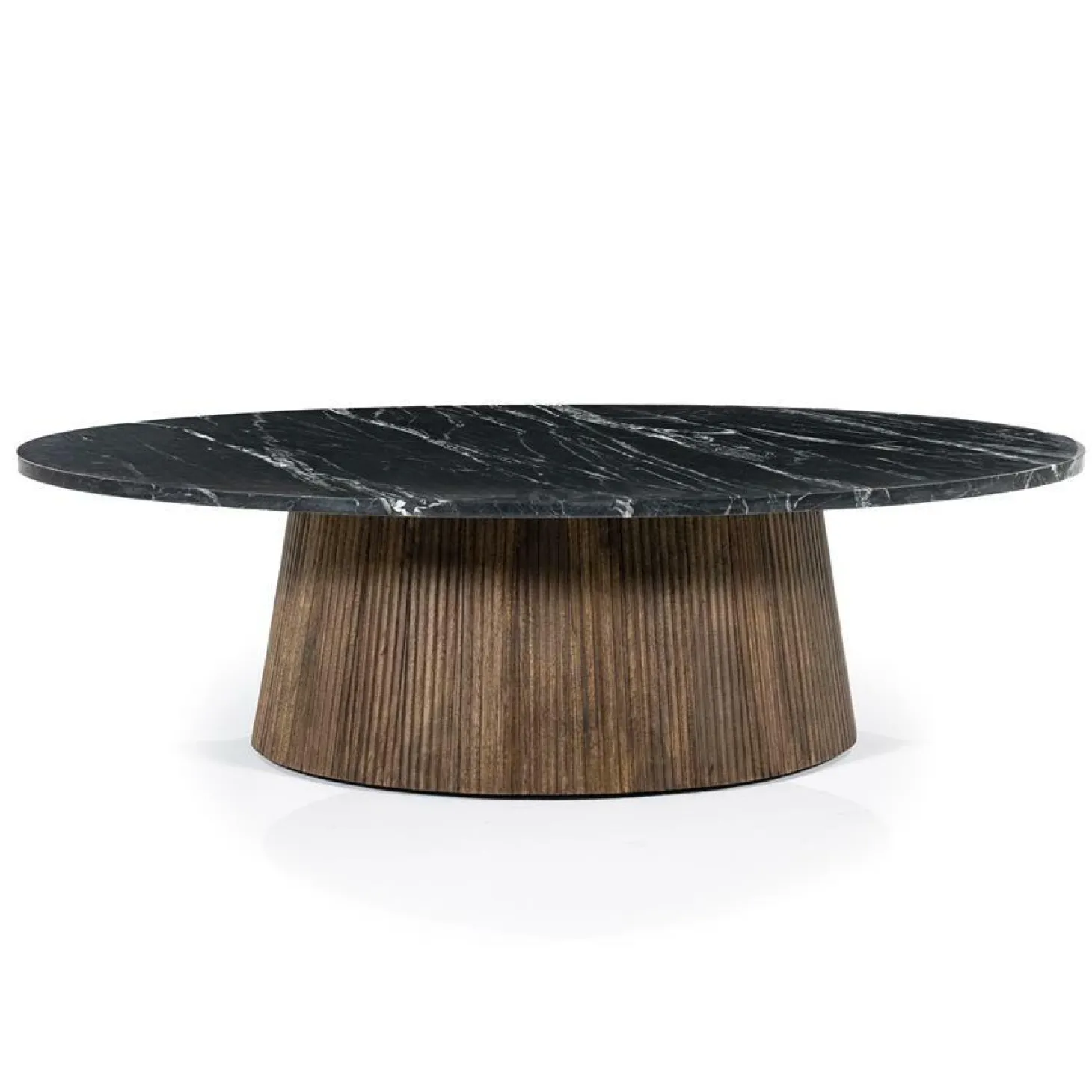 Ovale Salontafel Maxim Mangohout en Marmer 120 x 70 cm - Loft24.nl