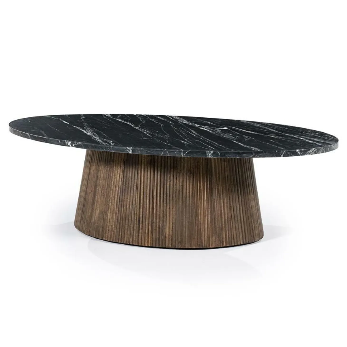 Ovale Salontafel Maxim Mangohout en Marmer 120 x 70 cm - Loft24.nl