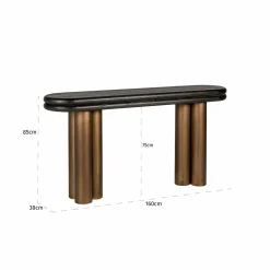 Ovale Sidetable Macaron 160 cm - Zwart rustiek - Loft24.nl