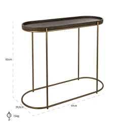 Ovale Sidetable Zillon Leder - 97 cm - Loft24.nl