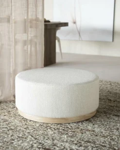 Poef Avah Bouclé 80cm - Beige - Loft24.nl