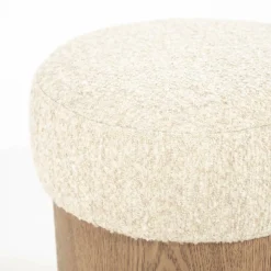 Poef George Bouclé en essenhout - Beige - Loft24.nl