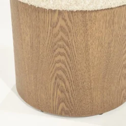 Poef George Bouclé en essenhout - Beige - Loft24.nl