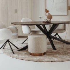 Poef Ossana Beige Goud - 45 cm - Loft24.nl