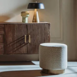 Poef Ossana Beige Goud - 45 cm - Loft24.nl