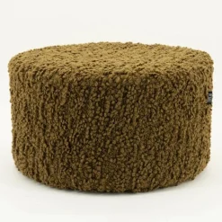 Poef Vista Grof Bouclé 60 x 60 cm - Mosterdgeel - Loft24.nl