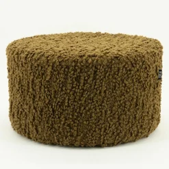 Poef Vista Grof Bouclé 60 x 60 cm - Mosterdgeel - Loft24.nl
