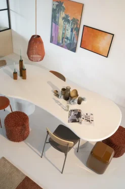 Poef Vista Grof Bouclé 40 x 40 cm - Terracotta - Loft24.nl