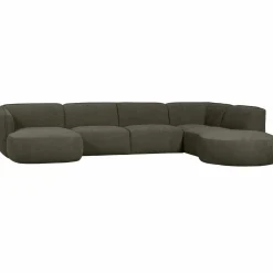 Polly bank u-vorm rechts warm groen - Loft24.nl