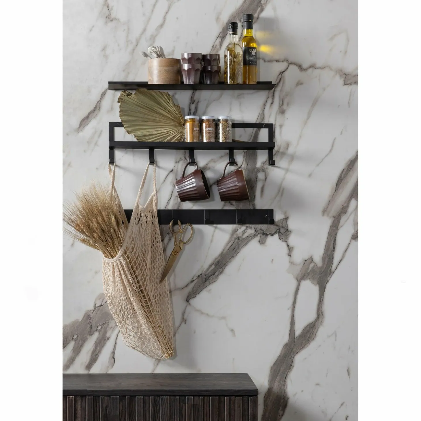 Quinn kapstok 5 haken metaal zwart - Loft24.nl