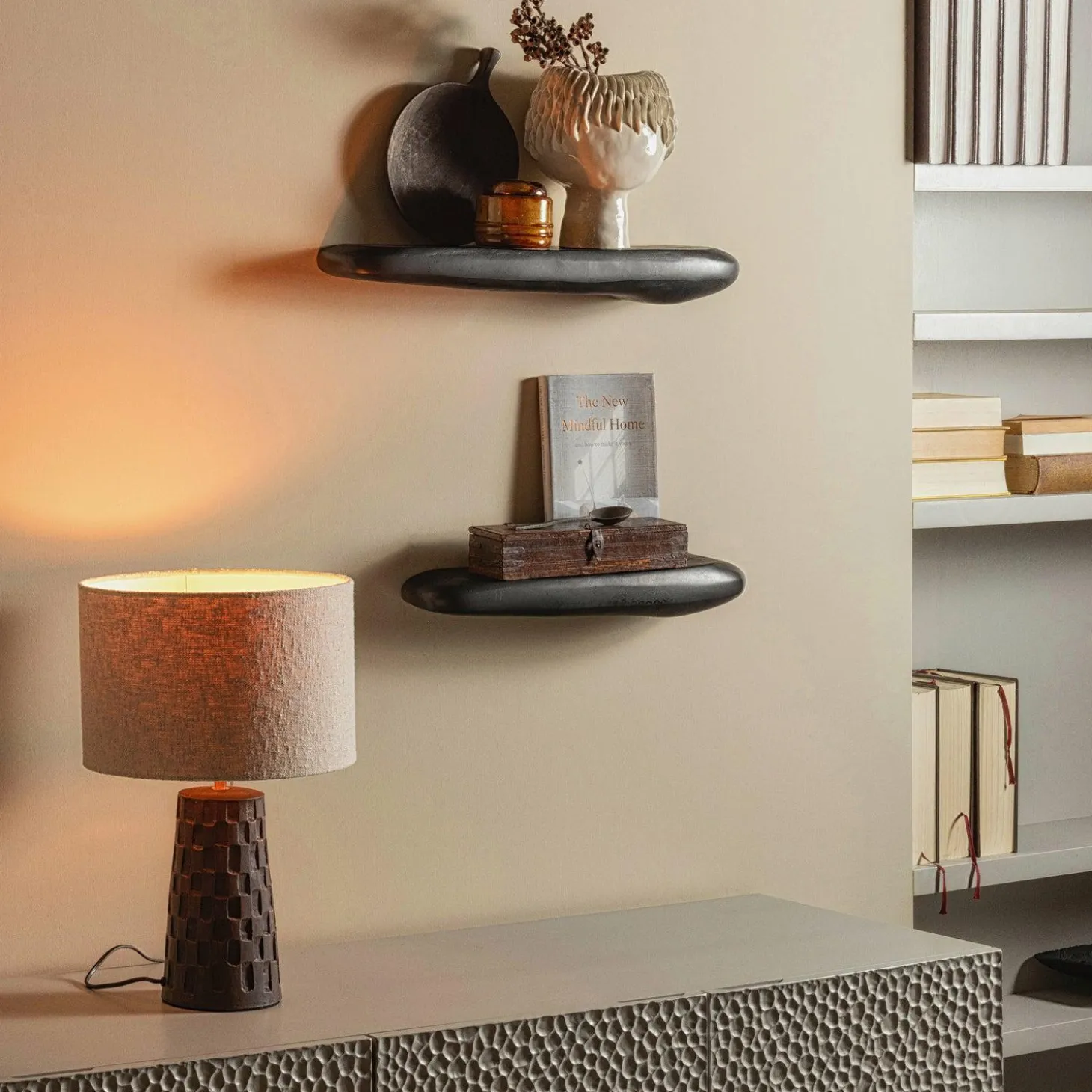 Rock wandplank aluminium zwart 7x60x13cm - Loft24.nl