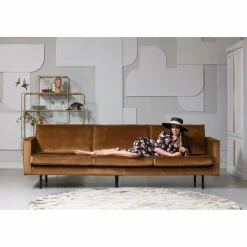 Rodeo bank 3-zits velvet honinggeel - Loft24.nl